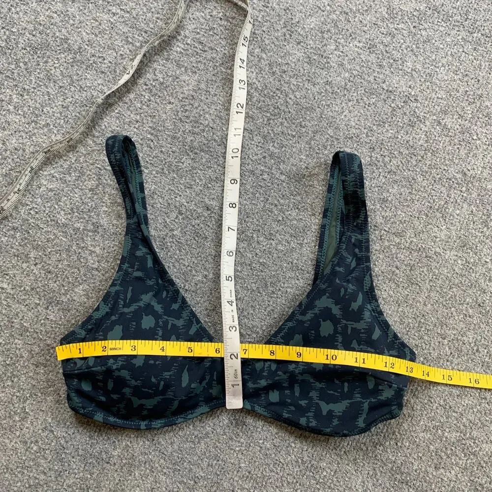 Vuori Bikini Set Womens L Large Aqua Leopard Print Padded Triangle Top Bottom